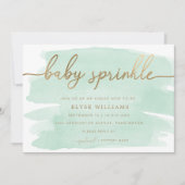 Aquarelle verte Gold Baby Sprinkle Invitation (Devant)