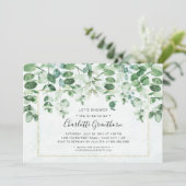 Aquarelle verte goutte nuptiale douche Invitation (Debout devant)
