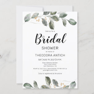Aquarelle verte Invitation de douche nuptiale