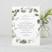 Aquarelle verte | Invitation de douche nuptiale (Debout devant)