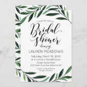 Aquarelle verte Invitation de douche nuptiale (Devant / Derrière)