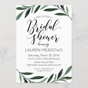 Aquarelle verte Invitation de douche nuptiale