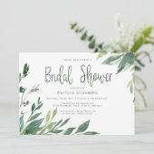 Aquarelle verte Invitation de douche nuptiale (Debout devant)
