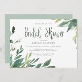 Aquarelle verte Invitation de douche nuptiale (Devant / Derrière)