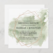 Aquarelle verte Invitations après Mariage Brunch (Devant / Derrière)