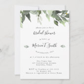 Aquarelle verte Invitations de douche nuptiale (Devant)