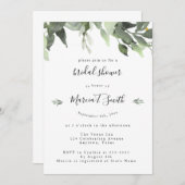 Aquarelle verte Invitations de douche nuptiale (Devant / Derrière)