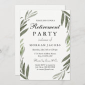 Aquarelle verte Leaf Retraite Party Invitation (Devant / Derrière)