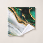 Aquarelle verte malachite et or (Gant de toilette)