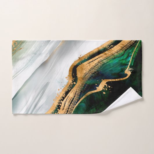 Aquarelle verte malachite et or (Serviette à main)