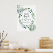Aquarelle verte Mariage Affiche de bienvenue de co (Cuisine)