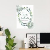 Aquarelle verte Mariage Affiche de bienvenue de co (Bureau à domicile)
