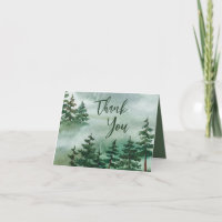 Aquarelle verte Merci forestier rustique