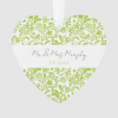 Aquarelle verte NOM DU Mariage DATE Coeur doux (devant)