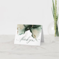 Aquarelle verte or et Sage Merci