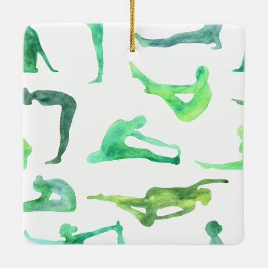 Aquarelle verte Ornement de Yoga (Dos)