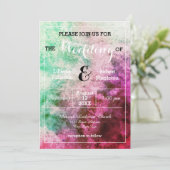 Aquarelle verte/rose - Faire-part de mariage (Debout devant)