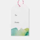 Aquarelle verte Twinkle étiquettes cadeaux de Noël (Dos)