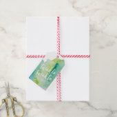 Aquarelle verte Twinkle étiquettes cadeaux de Noël (Avec de la ficelle)
