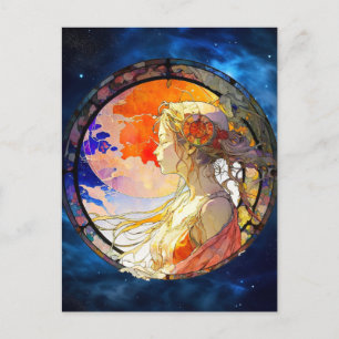 Aquarelle vibrante de la carte postale fille