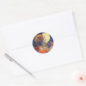 Aquarelle vibrante de Sticker pour fille et lune (Enveloppe)