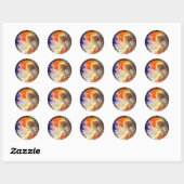 Aquarelle vibrante des Stickers Rond Fille (Feuille)
