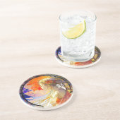 Aquarelle vibrante du Dessous de verre en grès de  (Côté)