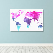 Aquarelle Vibrante World Map Toile Art (Insitu (Plancher de Bois))