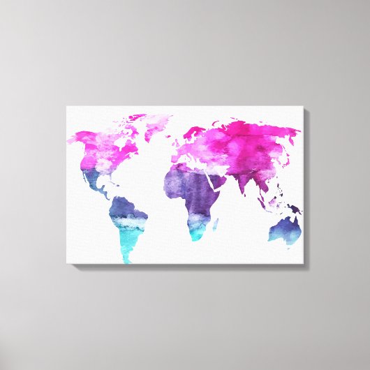 Aquarelle Vibrante World Map Toile Art (Recto)