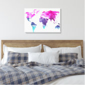 Aquarelle Vibrante World Map Toile Art (Insitu(Chambre))
