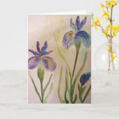 Aquarelle vide de carte de voeux de 2 iris (Fleur jaune)