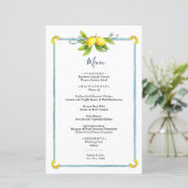 Aquarelle vintage citron menu mariage (Debout devant)