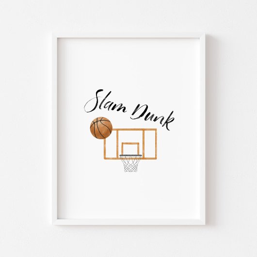 aquarelle vintage de basket-ball slam dunk poster
