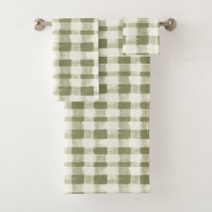 Aquarelle vintage de Bohême Plaid en Vert mousse