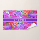 Aquarelle vintage de Tulipe rose (Serviette à main)