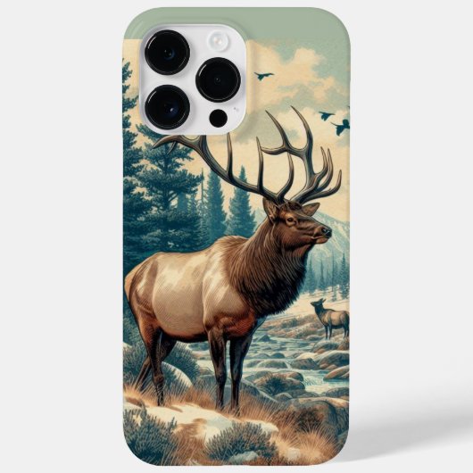 Aquarelle Vintage Elk AI Art iPhone / coque ipad (Verso)
