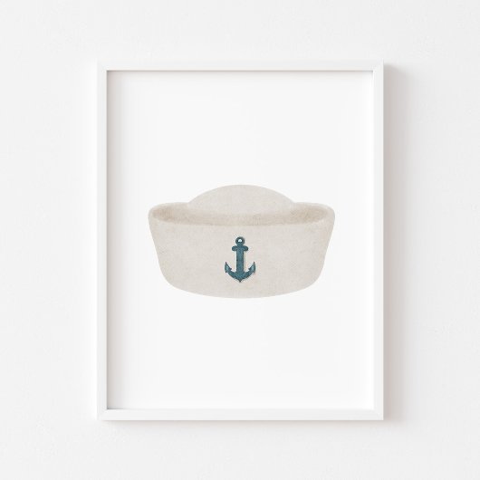 Aquarelle vintage marin poster casquette