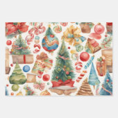 Aquarelle Vintage Noël papier Tissu (Devant)