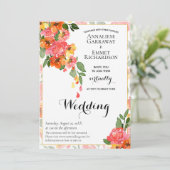 Aquarelle Vintage orange vive Invitation florale (Debout devant)