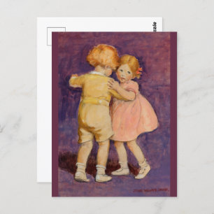 Aquarelle vintage Plum Purple Danser Carte posta