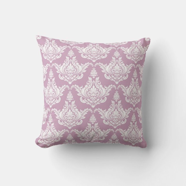 Aquarelle vintage Purple Damask Jeu Oreiller (Recto)