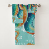 Aquarelle vintage turquoise de carte de poulpe (En situation)