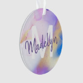 Aquarelle violet Abstrait Girly Luxury Monogramme (devant)