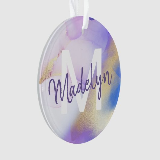 Aquarelle violet Abstrait Girly Luxury Monogramme (devant)