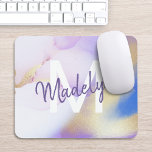 Aquarelle violet Abstrait Girly Luxury Monogramme<br><div class="desc">Personnalisez facilement ce style glamour abstrait couleur lilas peinture et faux or spray arrière - plan avec vos détails personnalisés.</div>
