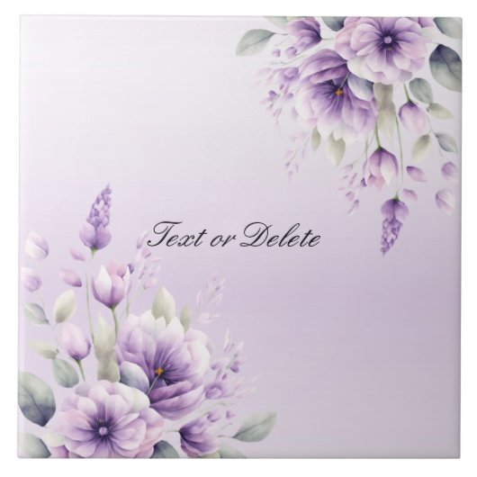 Aquarelle violet carreaux de céramique florale (Devant)