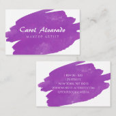 Aquarelle violet Carte de visite brosse (Devant / Derrière)