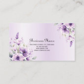 Aquarelle violet Carte de visite Floral (Dos)