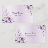 Aquarelle violet Carte de visite Floral (Devant / Derrière)