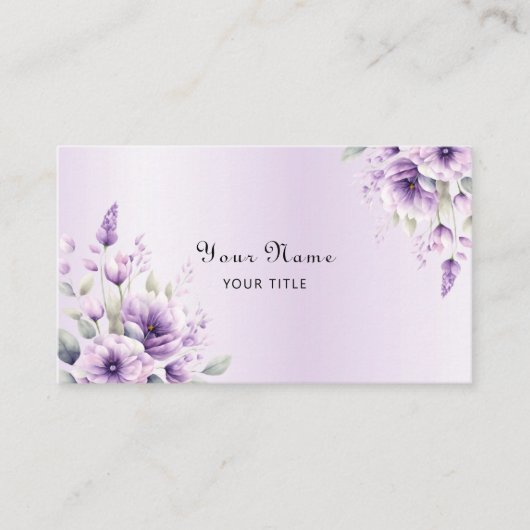 Aquarelle violet Carte de visite Floral (Devant)